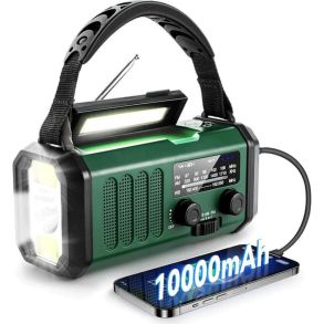 Ndradio m/lommelygte, 10000mAh solcelle krumtapradio