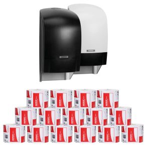 Toiletboks dispenser t/2rl. + 36 ruller toiletpapir