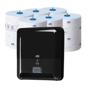 Tork hndkldeark dispenser + papir (Sort)