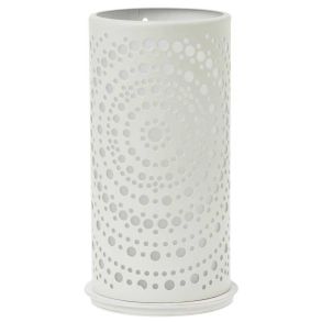 Lysestage i hvid metal