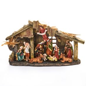 Krybbe med religis figur 18x30 cm.