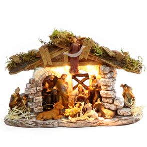 Krybbe, religis med LED lys - 19x30 cm