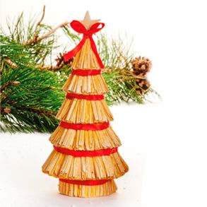 Halmjuletr med bnd - 20 cm