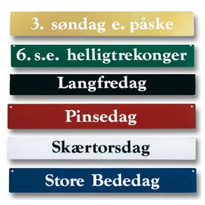 S�n- & Helligdagsbetegnelser i aluminium